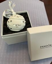 Pandora 2011 Limited Edition Porcelain Ball Silver Stars Christmas Ornament MIB picture
