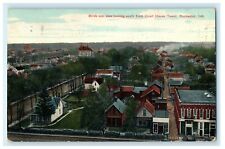 1913 Rochester IN, Aerial View of Houses from Court House Tower IN Postcard picture