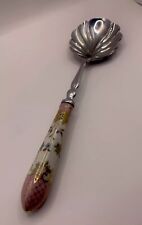 A.E. Lewis & Co Sheffield Floraine Stainless Steel Porcelain Handle Berry Spoon picture