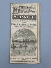 1876 CHICAGO MILWAUKEE & ST PAUL RAILWAY Railroad MAP & TIMETABLE Advertising picture