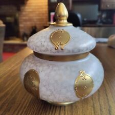 VTG Czech Opaline Glass Gold Decorated Lidded Jar Compote Excellent Condition  picture