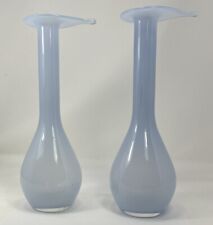 Pair of Pale Blue Hand Blown Art Glass Vases - Jack in the Pulpit picture