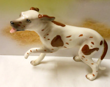 Lefton Pointer 8446 RANGER Dog Figurine 1950S JAPAN RED/WHITE SPOTTED WIND BLOWN picture