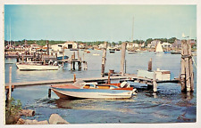 Falmouth Harbor Cape Cod Massachusetts MA Vintage Boats Dock Water Postcard picture