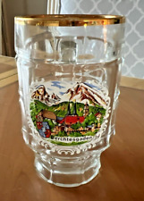 Vintage Berchtesgaden German Glass Beer Mug w/ Gold Rim Germany picture