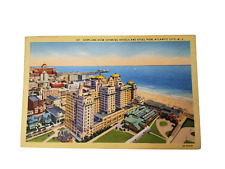 Vintage 1940's Linen Post Card-1890's Airplane View Showing Hotels and Steel Pie picture