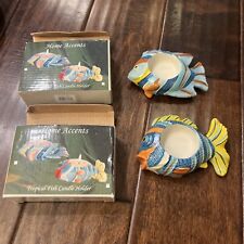 Tropical Fish Candle Holders Vintage Set Of 2 Home Accents picture