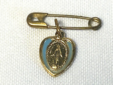 Vintage Catholic Blue Enamel Religious Medal Pendant picture