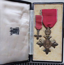 Original CASED  King  George VI  Silver OBE  Medal  &  Miniature  SUPERB Cond. picture