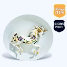 Vintage Mystical 3D Unicorn Figurine Plate. RARE HTF picture