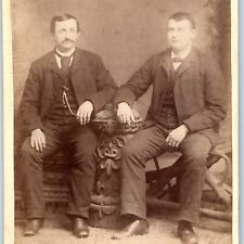 c1880s La Porte City, IA Two Men Sitting Cabinet Card Photo J.E. Ward Antique B8 picture