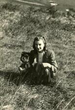 YZ22 Vtg Photo GIRL WITH HER DOG c 1930's picture