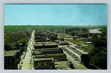 Moline IL, Bird's Eye View, Downtown Industrial Area Vintage Illinois Postcard   picture