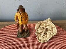 Pair Antique Ye Old Salt Cast Iron Figure & Small Plate picture