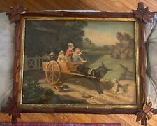 Hand Carved Fruitwood Frame With Vintage Print  picture