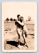 Vintage Photograph Affectionate Couple in Bathing Swimming Suits Hugging picture