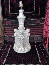 Large Neoclassical Antique Italian Cream Gilt Ceramic Putti Cherub Table Lamp picture