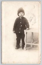 RPPC Little Boy with Sock Cap Studio Posted 1918 Real Photo Postcard picture