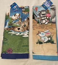 Set Of 2 VTG 80’s Kitty And Puppy  Towel/Washcloth Sets Cute New/w Tags picture