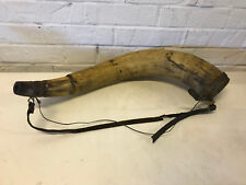 Antique 18th / 19th Century Large Powder Horn with Leather Strap 22 1/2