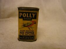 POLLY BRAND RED PEPPER TIN1-1/2 OZ. L.P. LAU LINCOLN NEBRASKA EX. GRAPHICS RARE picture