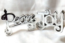 Ceramic Peace and Joy Sculptures-Silver/Chrome Freestanding ornament picture