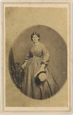 Clipping Mask Cut Out Frame Young Lady Off Center 1860s CDV Carte de Visite X748 picture