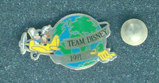 VTG 1991 Disney Team Member Passport Mickey Minnie Plane Globe Pluto Pin 5517 picture