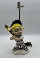 1970s Ceramic Baseball Softball Girl Player With Bat Atlantic Mold Lamp Rare picture