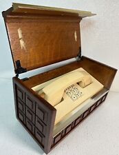 Vtg 1970s Western Electric Stowaway Push Button Telephone In Wood Case Tested picture