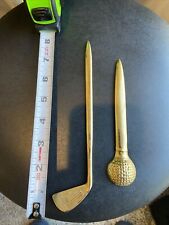 Vintage Brass Golf Club And Golf Ball Letter Openers. Set Of 2 picture