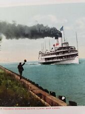 C 1905 Steamer Tashmoo Entering Sainte Claire Ship Canal UDB MI Postcard  picture