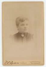 Antique Circa 1880s Cabinet Card Older Woman With Ivory Brooch Providence, RI picture