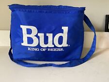 Vintage Budweiser Bud King of Beers Soft Vinyl Insulated Cooler Lunch Bag Blue picture