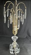 Vintage Hollywood Regency Crystal Glass Waterfall Table Lamp w/Lead Crystals EUC picture
