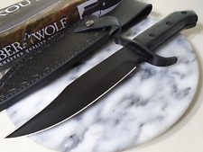 Timber Wolf Blackout Bowie Fixed Blade Knife 5mm Full Tang Wood Leather TW1400 picture