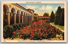 Rosary Portico Franciscan Monastery Washington DC Flower Garden Linen Postcard picture