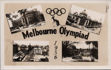 RPPC Olympics 1956 Melbourne AU Flinders Street Railway Station Cars Postcard picture