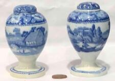 Pair of Antique Staffordshire Historical Blue Transfer Pepper Pots or Shakers picture