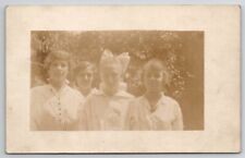 RPPC Four Lovely Young Edwardian Ladies Large Hair Bow Photo Postcard K23 picture
