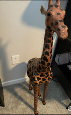 Vintage Handmade Wooden Giraffe Statue picture