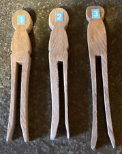 3 Vintage Wooden Clothespins Numbered 1.2.3 picture
