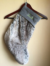 POTTERY BARN grey ombre faux fur stocking ZACH mono  NWOT  Z1 picture
