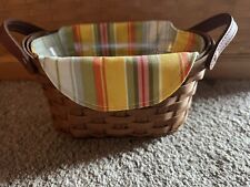 Longaberger Journal Basket Rich Brown, Sunflower Striped Liner, & Protector picture