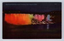Niagara Falls Ontario-Canada, American Falls Illuminated, Vintage Postcard picture