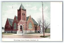 Rockford Illinois IL Postcard Winnebago Street Church Scene Street c1910's picture