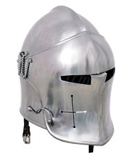 Medieval Visored Barbuda Knights Templar Crusader/Spartan/Armor Silver Helmet picture
