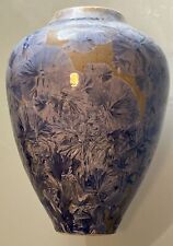 Vintage Studio Art Pottery 5” Crystalline Vase Gray With Blue #193 Signed picture