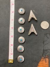 Wow Really Fun Native American Sterling Button Covers with Sterling Collar Tips picture