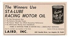 1951 Sta-Lube Racing Motor Oli Laird Inc Los Angeles CA Vintage Print Ad picture